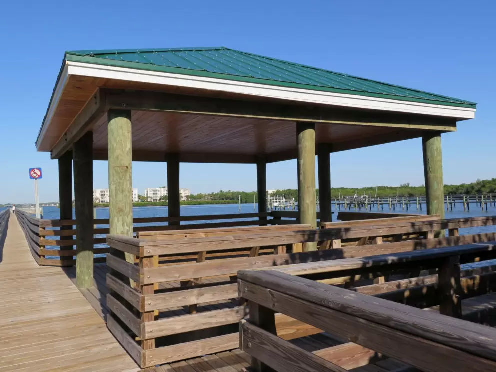 A nice gazebo that gives you shade as you check out the water.