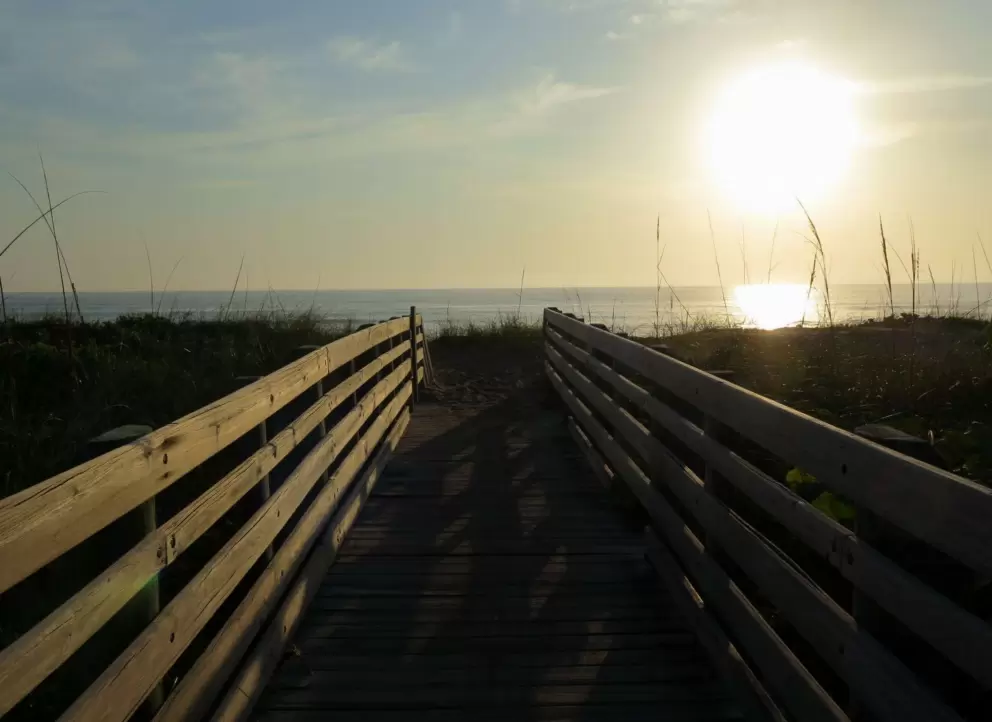 Sun rising.