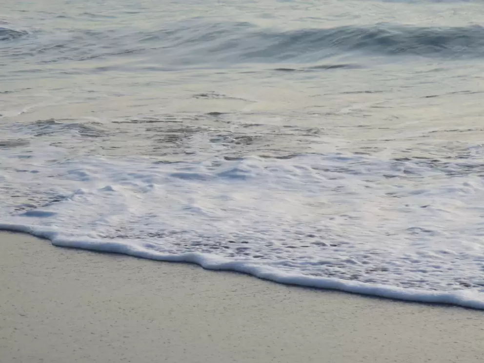The texture of the foamy shore.