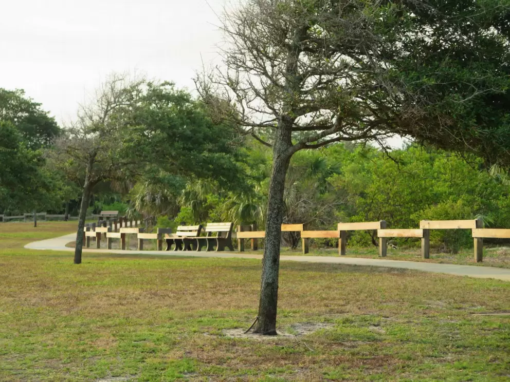 The path as it curves around the large lawn.