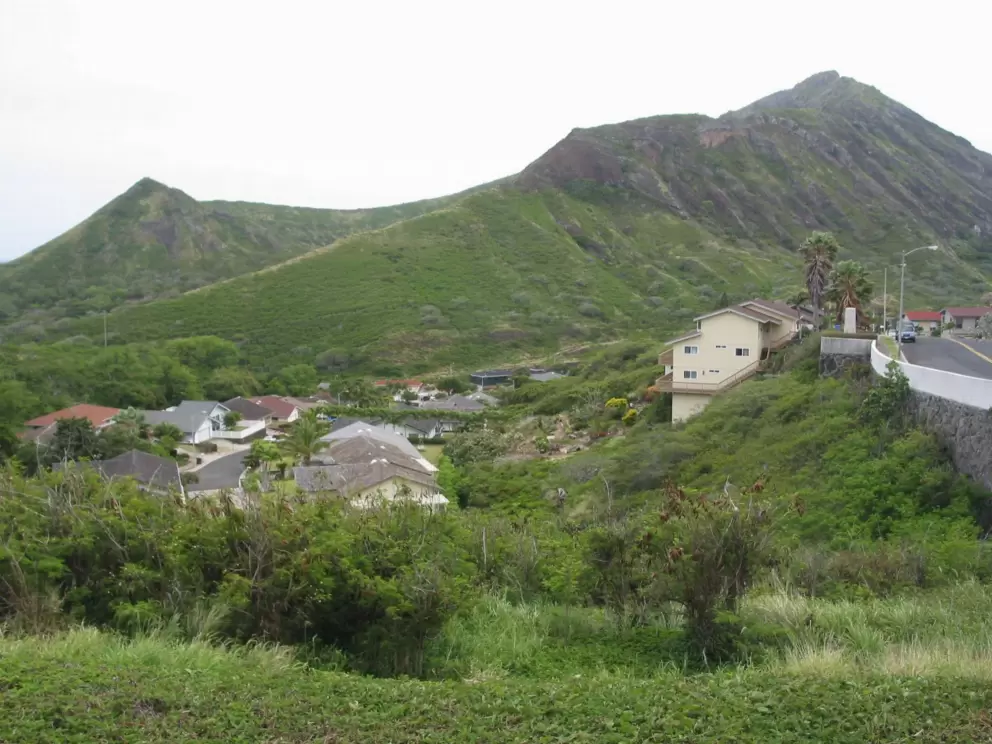 The view of valley and mountains.