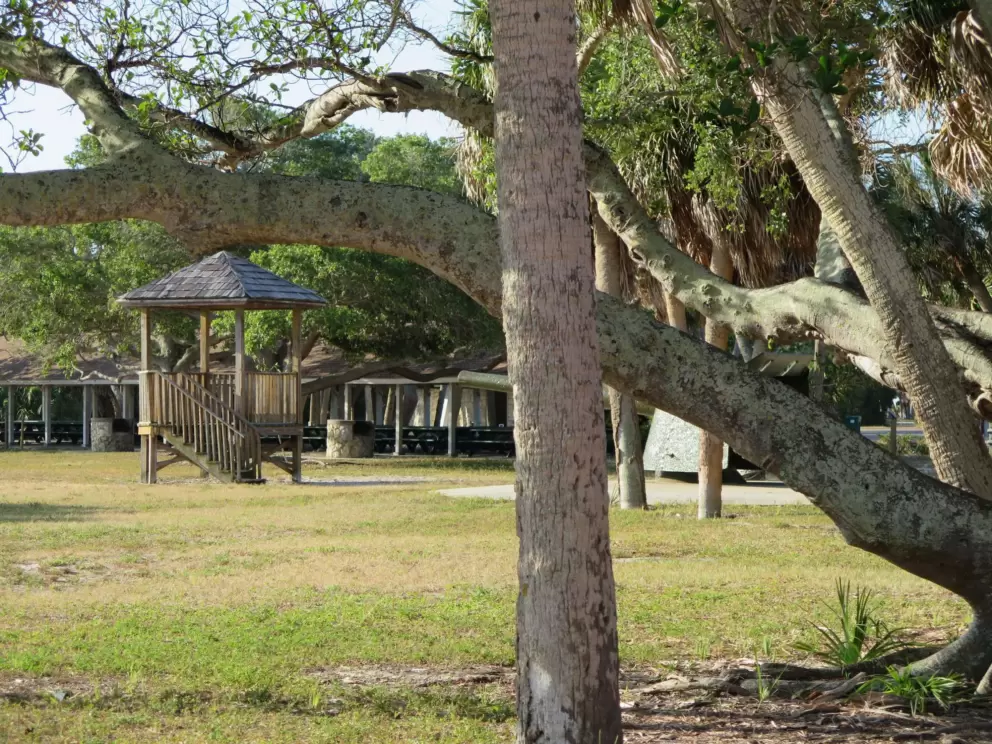 A raised gazebo.