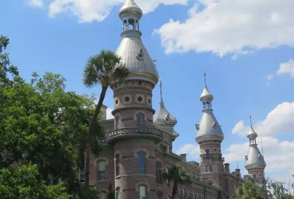 Silver minarets and a cupola. 
