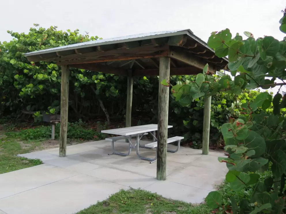 Gazebo with picnic table.