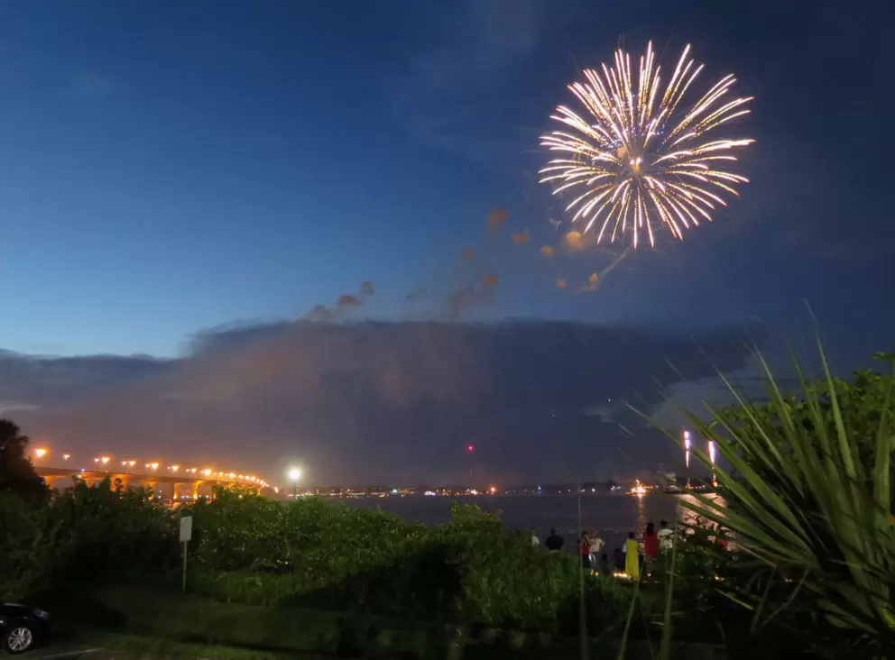 Fireworks on July 4th, 2021, from a parking lot behind the boardwalk.