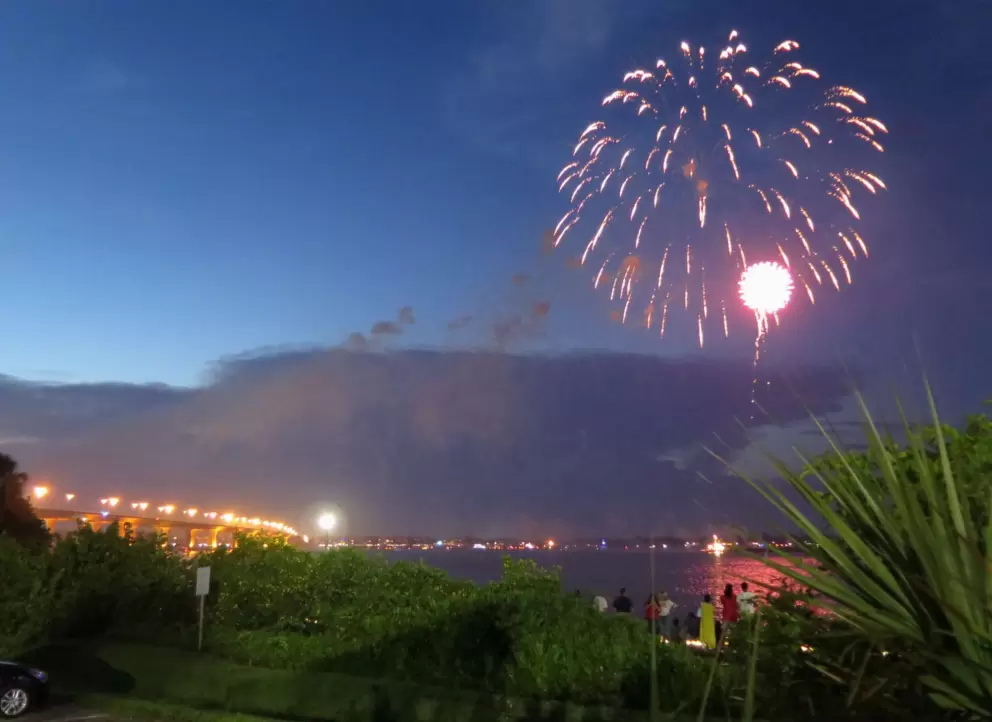Lovely fireworks over the water.