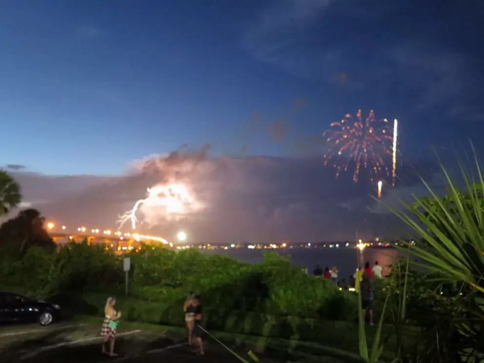 Lightning adding to the majesty of the fireworks!