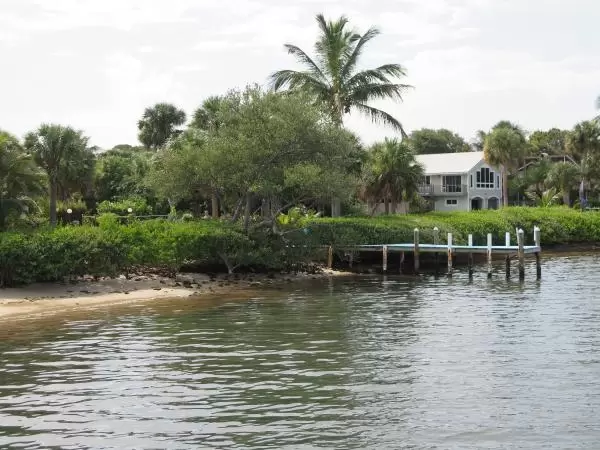 Little beach and dock beside the park.