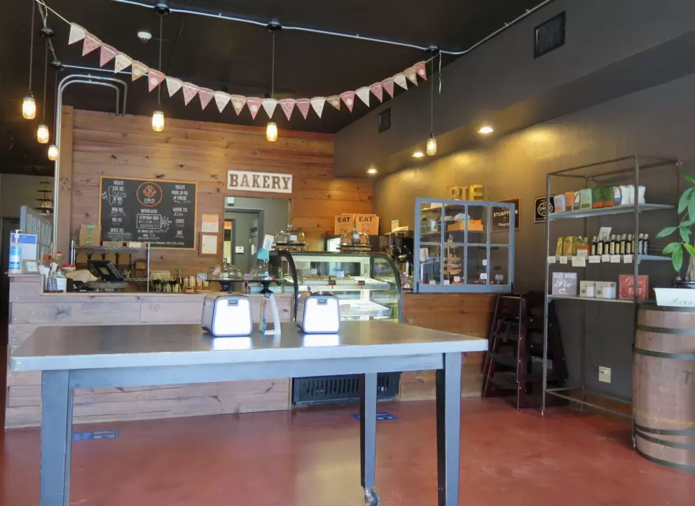 The interior of P is for Pie Bakeshop is cute.
