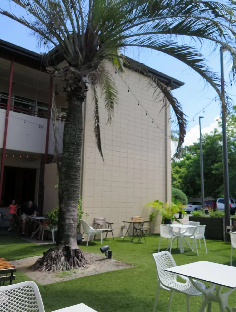 Seating in the courtyard at East End Market.