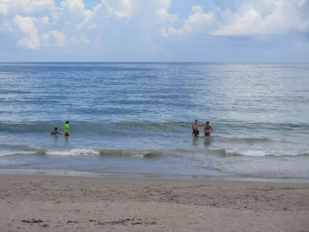 Swimming outside Hutchinson Shores Resort.