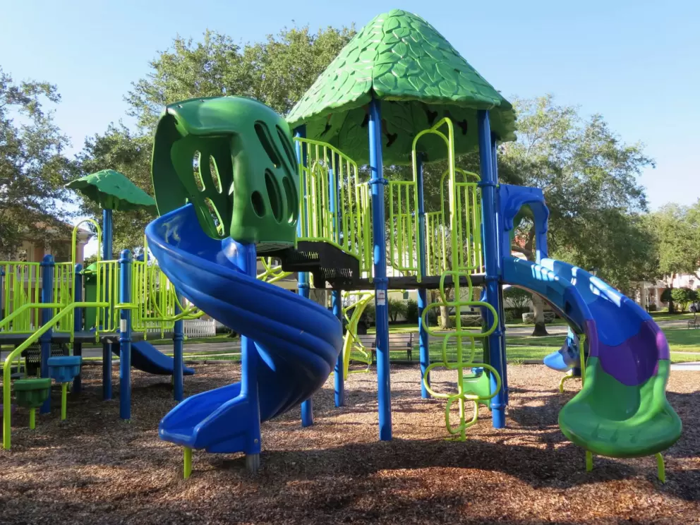 Multi-colored slide.