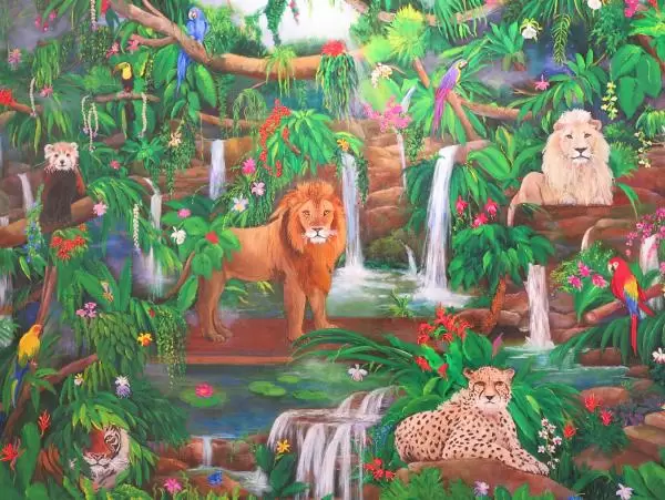 Enchanted Jungle, by Betty Lou Barry, at Lighthouse ArtCenter Gallery &amp; 2D Studio.