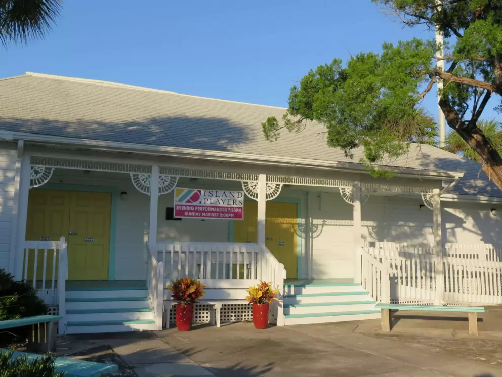 The Island Playhouse, a historical building which was brought on a barge down the Manatee River to Anna Maria Island in 1912.