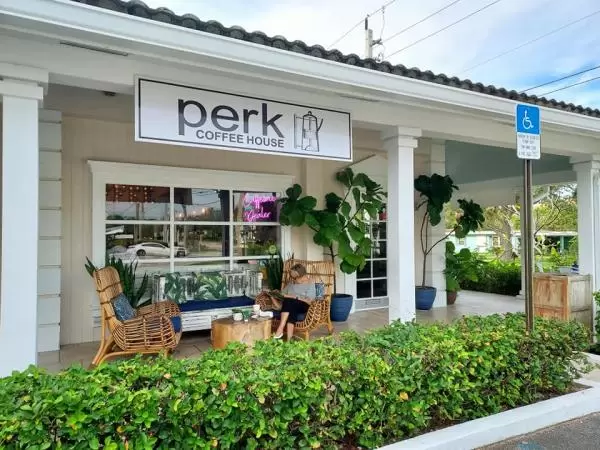 Outside Perk Coffee House.