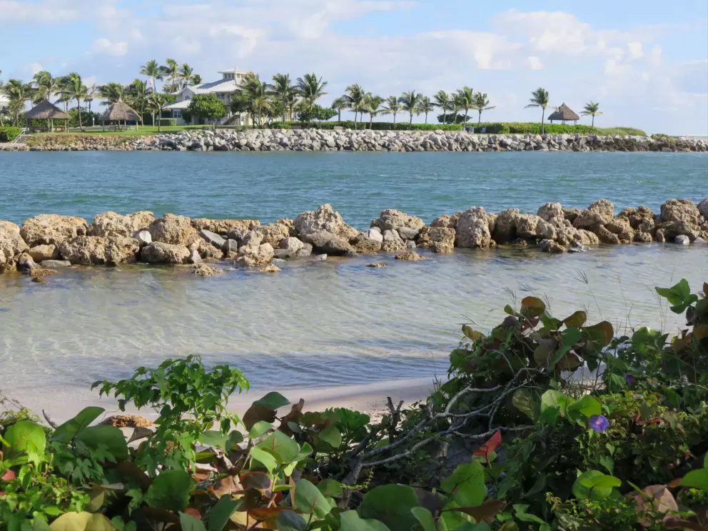 Crystal clear water alongside the inlet.