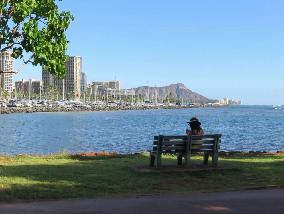 Bench with view of Diamond Head!