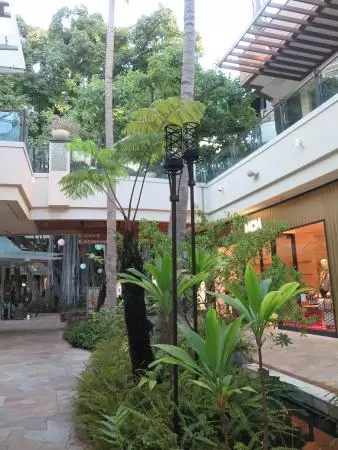 Tiki torches in the mall.