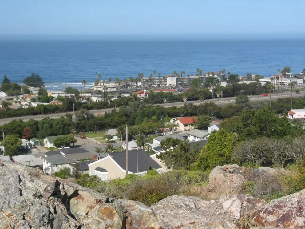 The hotels along Shell Beach Rd, as seen from the great lookout point at Boosinger Park. 