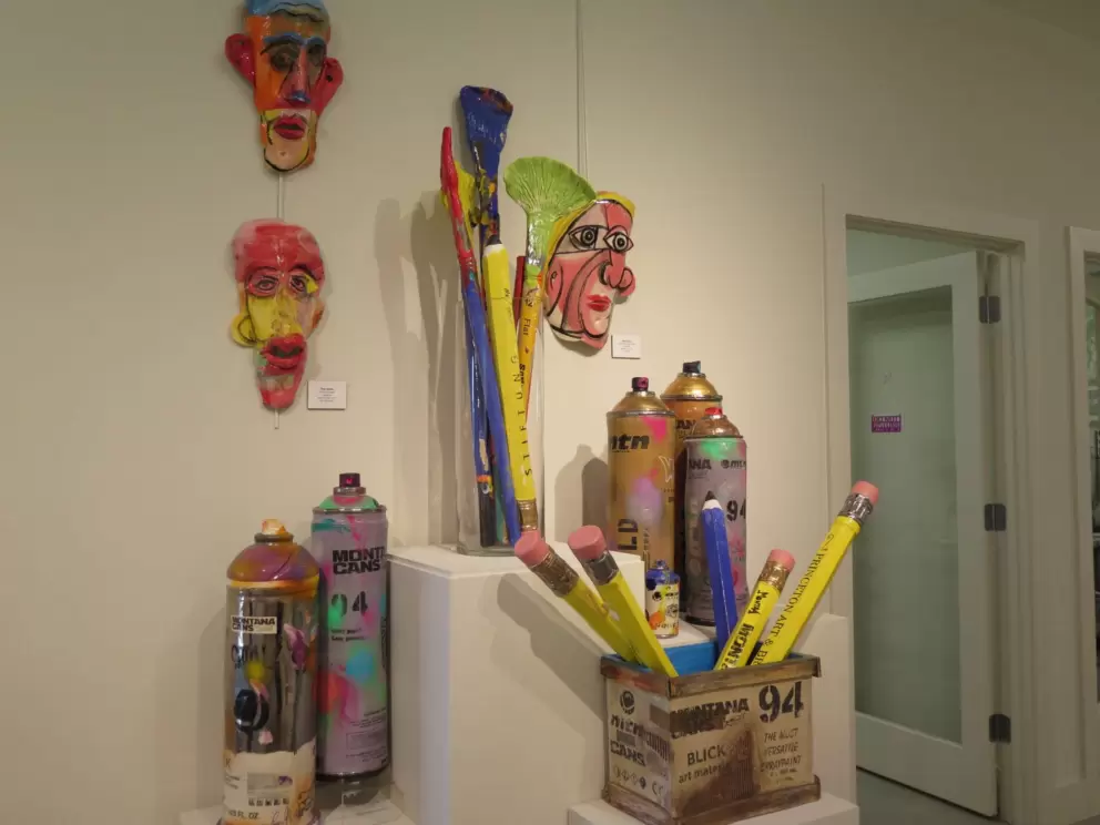 Ray Gross' giant pencils at Lighthouse ArtCenter, during the Andy Warhol exhibit.