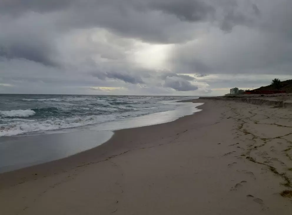 Stormy day at the beach in December.