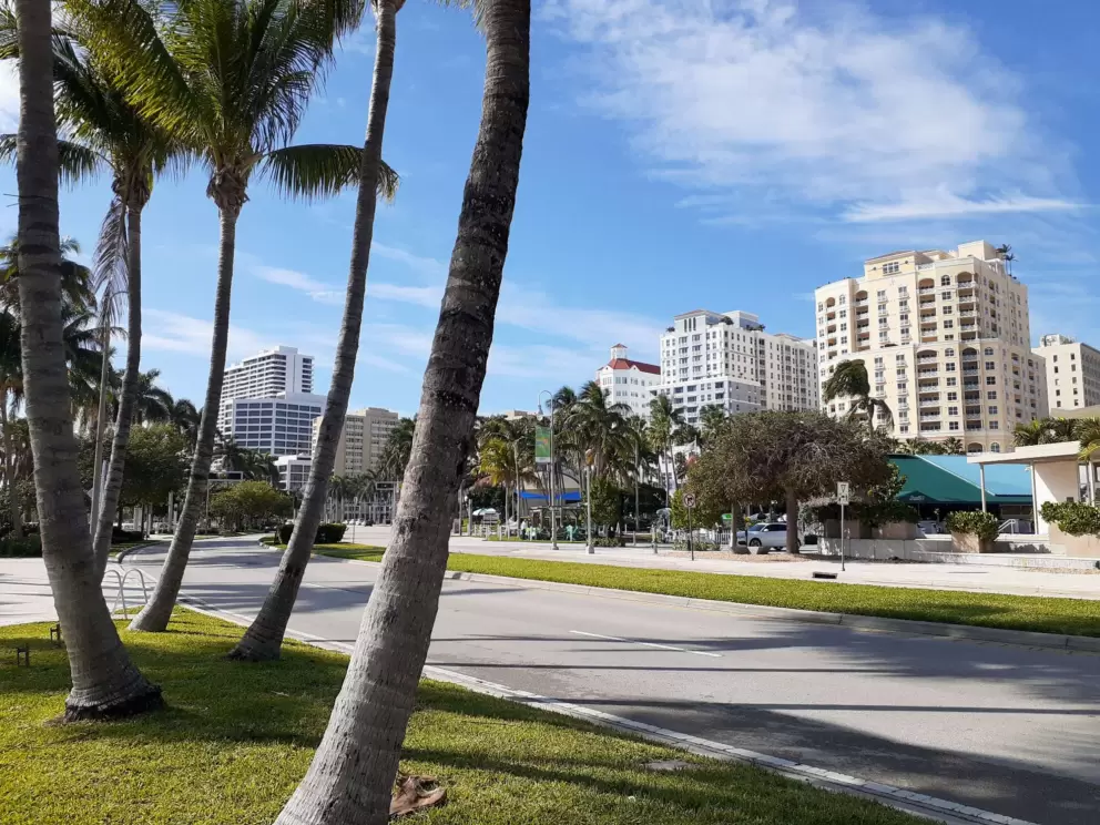 Looking back at downtown West Palm Beach from the north part of the walk.