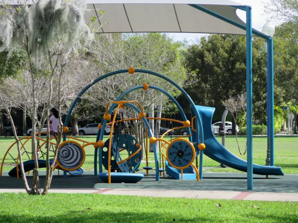 The toddler playground is inviting.