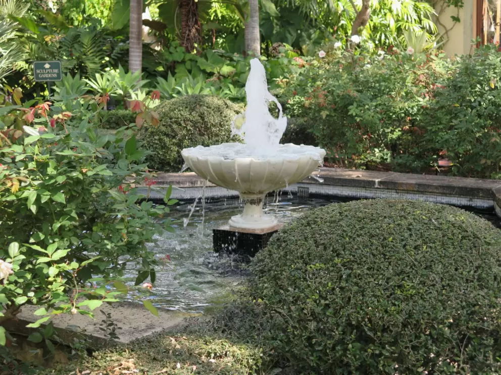 Bubbling fountain in the courtyard.