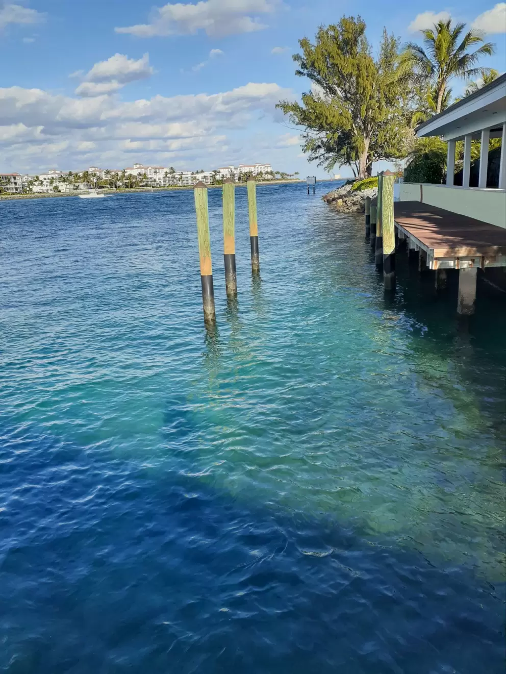The color of the water by a perfect house.