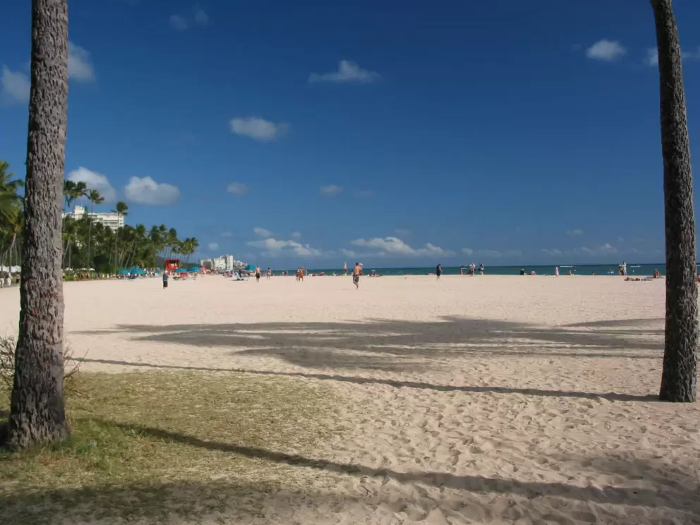 The pristine beach in front of the Hale Koa Hotel.