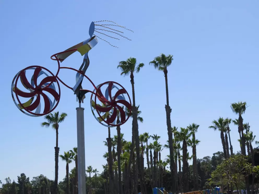 Bike riding girl statue!