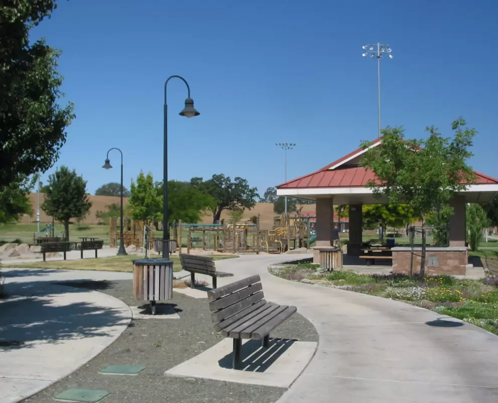The cute design of Barney Schwartz Park.