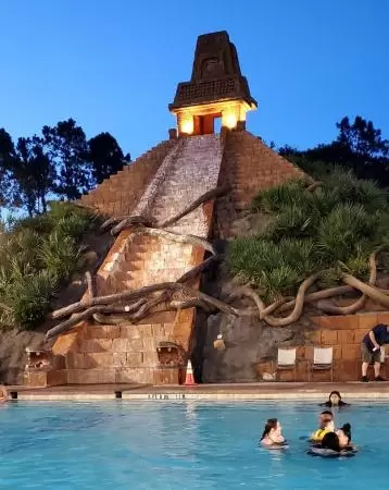 Mexican temple-inspired pool at Coronado Springs Resort, a Disney hotel near the park. 