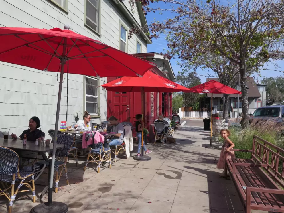 The outdoor area in front of Cafe Madeleine.