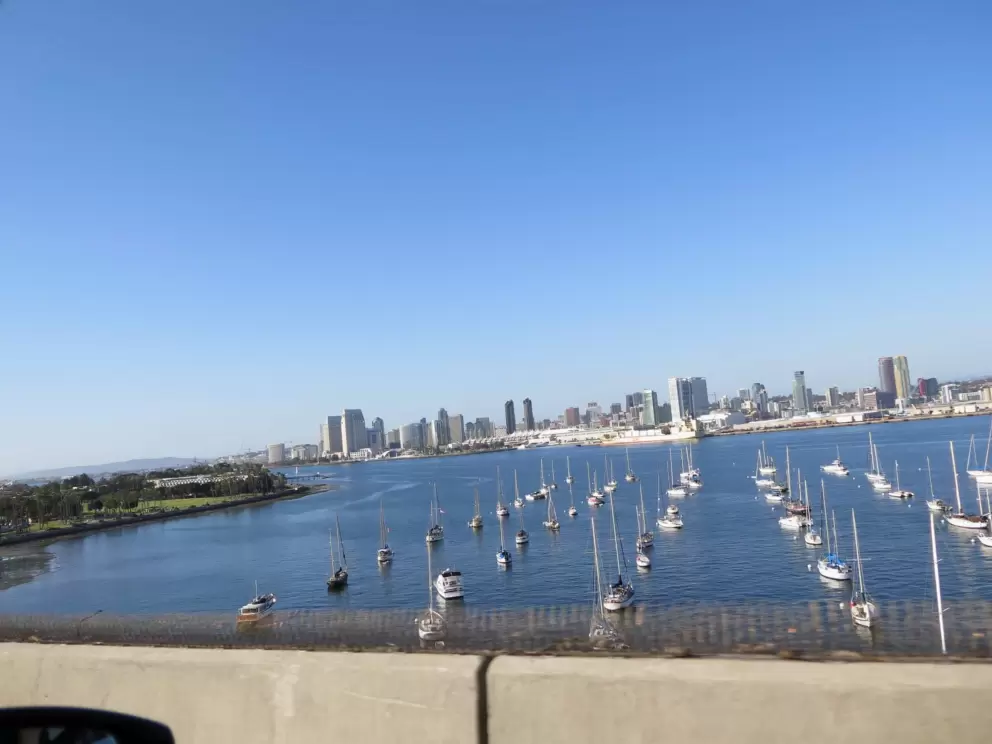 Wonderful view of the harbor from the bridge as you drive onto Coronado Island. 