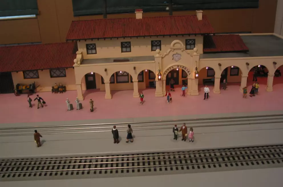 Model of Santa Barbara Railroad Depot- see the lovely Spanish architecture. 