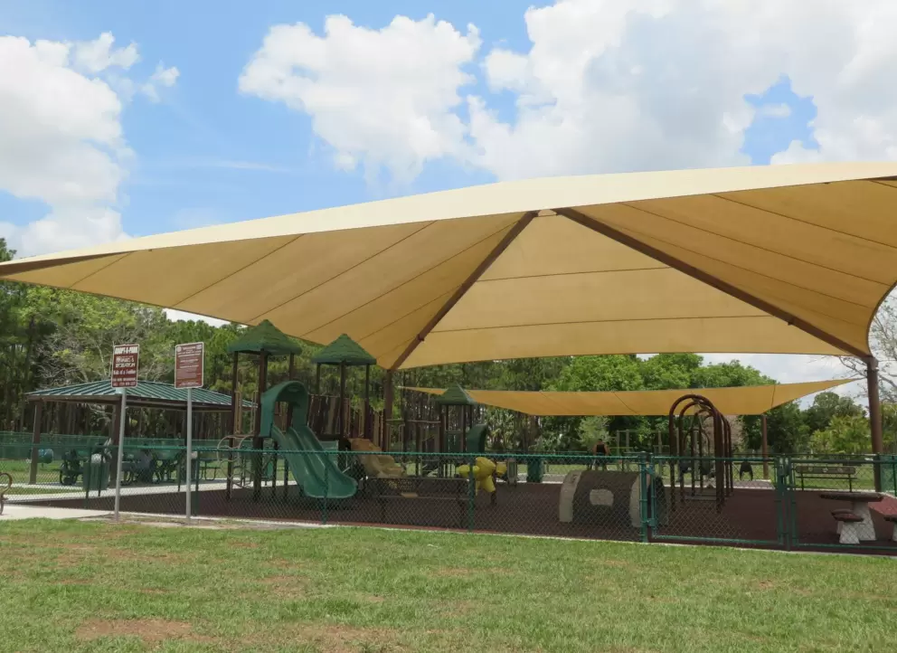 Giant shade canopy over the playground.