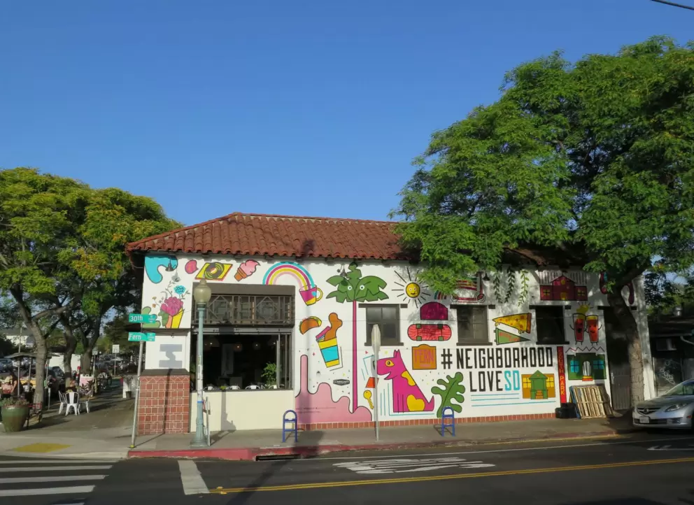 Colorful mural in South Park neighborhood.