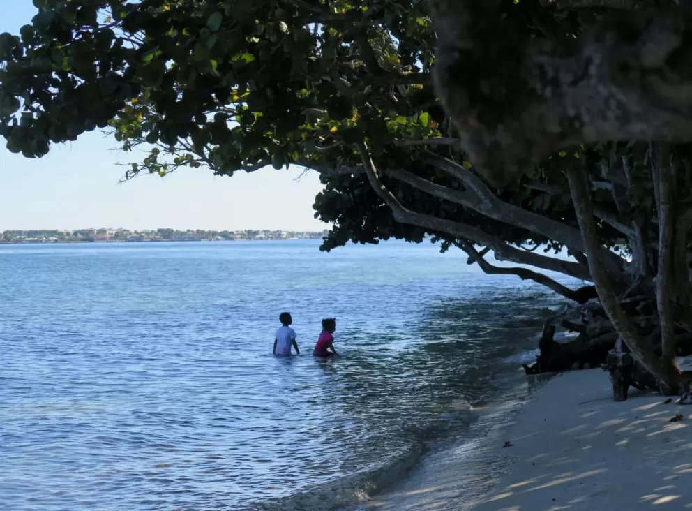 Kids swimming in the intracoastal.
