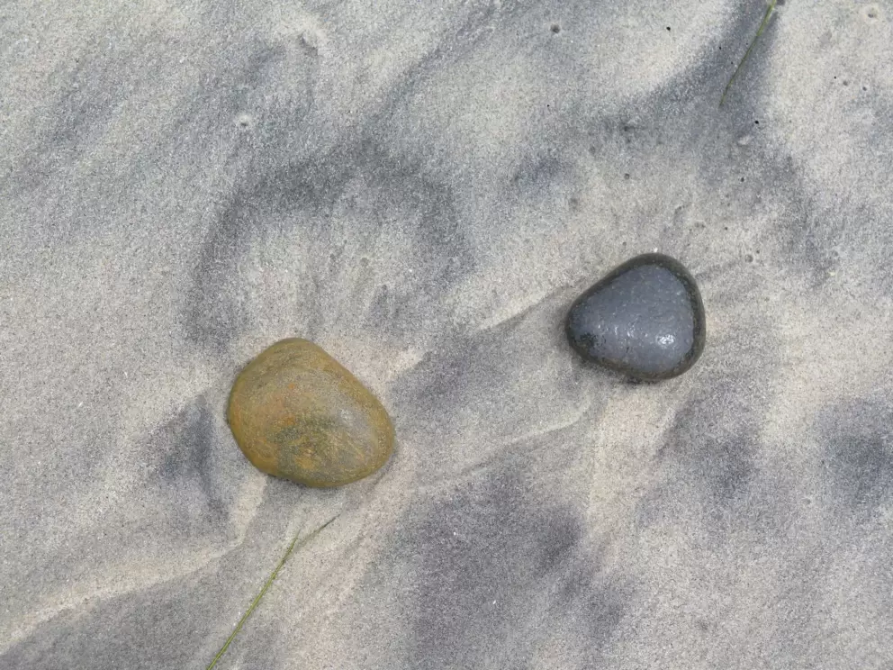 Two different colored pebbles.