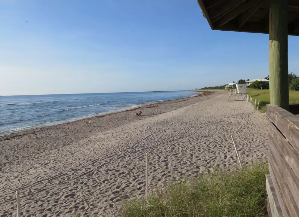 Looking down the beach, from the gazebo.