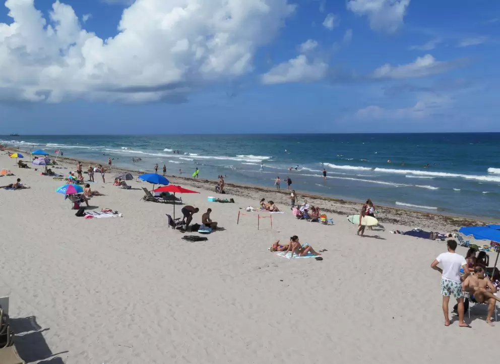 Looking down the beach from the pavilion.