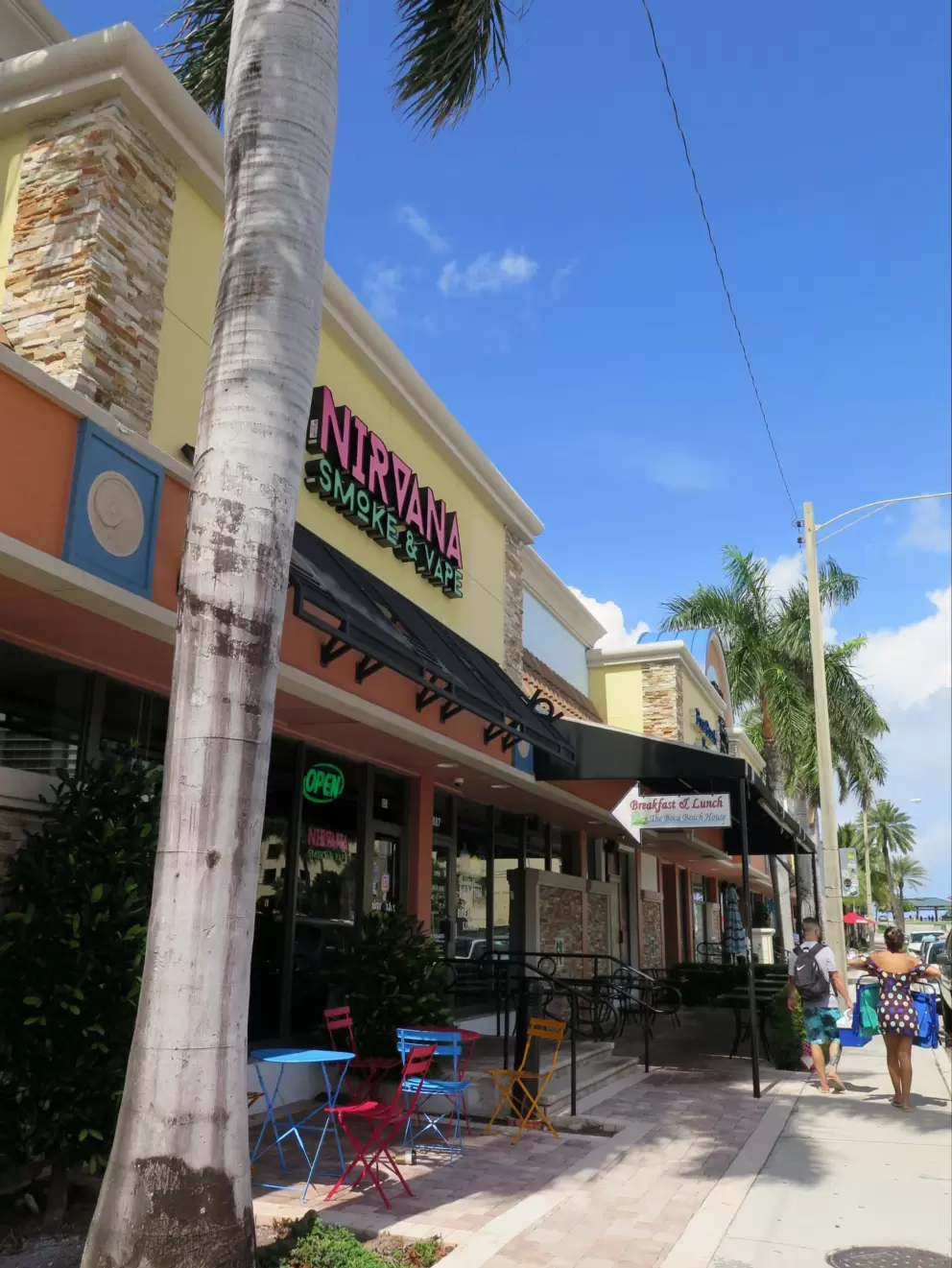 The cafes near the beach. 