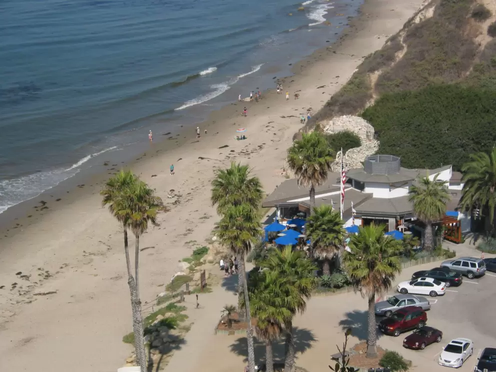 View of Boathouse Restaurant and Hendry's Beach, from Douglas Preserve.