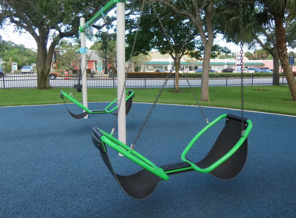 These swings look fun! Double swings that face each other.