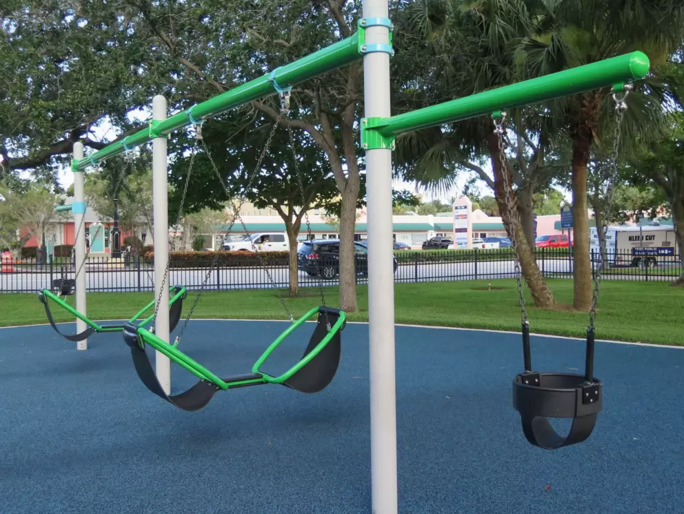 Baby swing and double swings that face each other.