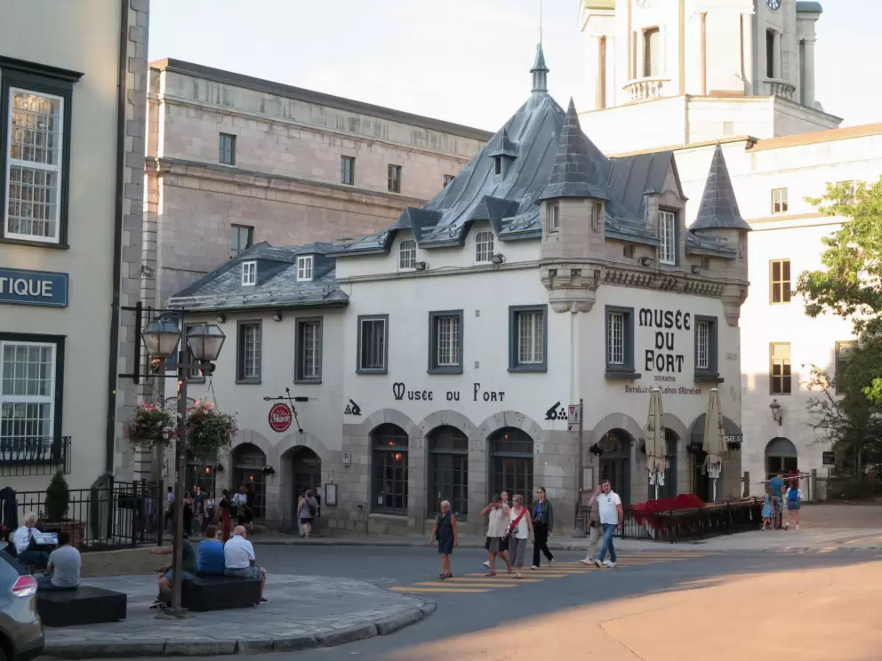 Musee du Fort, at the beginning of Rue Sainte-Anne. You can eat inside at Chic Shack, or outside with views of Chateau Frontenac.