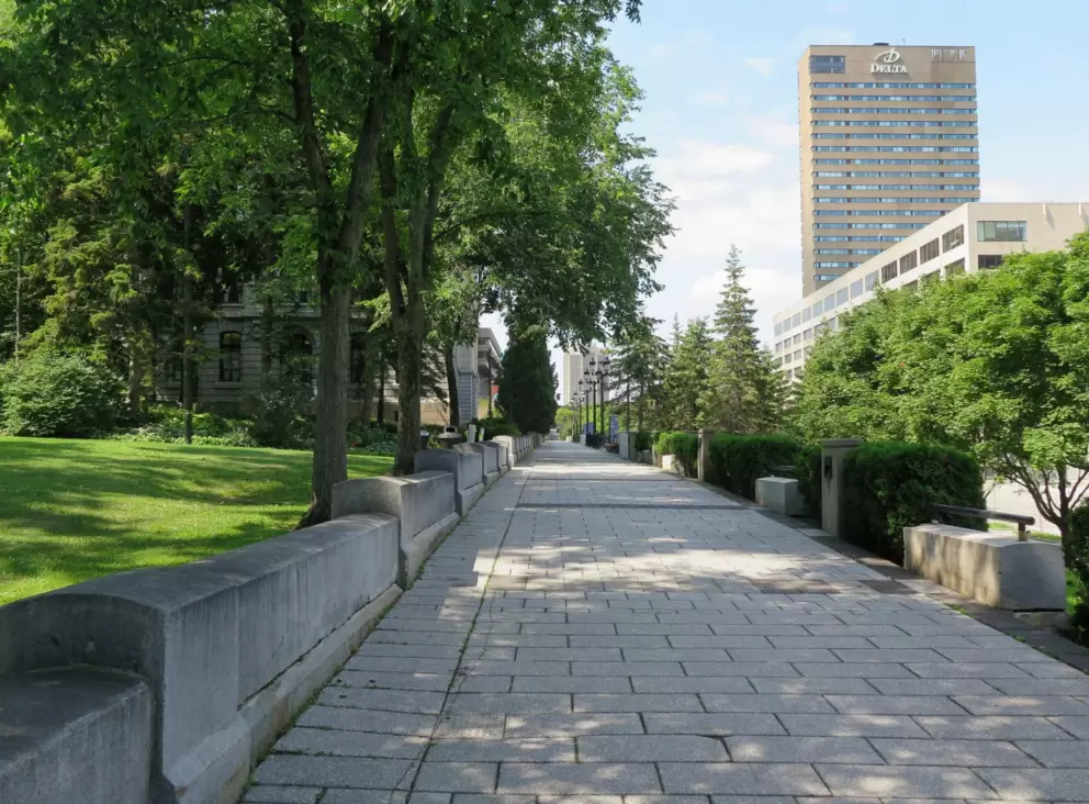 Walk of the First Ministers, above Blvd Rene-Levesque, near the Parliament Gardens. 