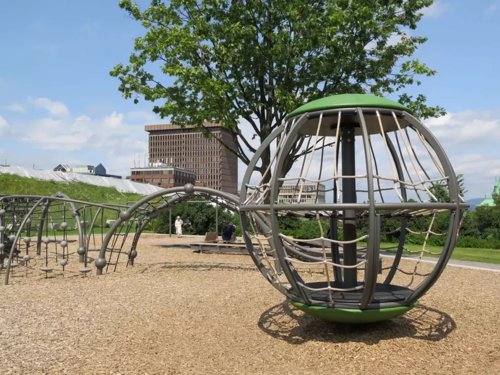 Space age playground at Esplanade Park. 