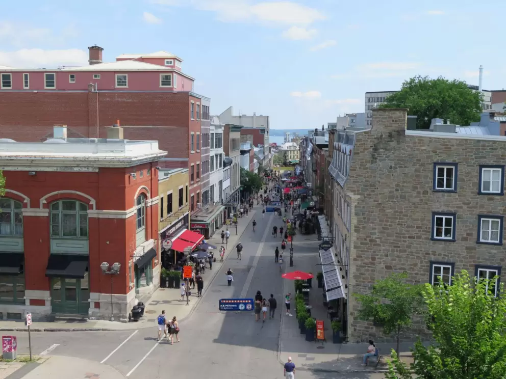 Looking down at bustling Rue Saint-Jean, from Saint John Gate.